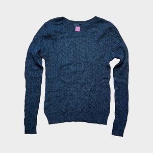 Aqua Cashmere Crewneck Gray Cable-Knit Sweater Size Medium